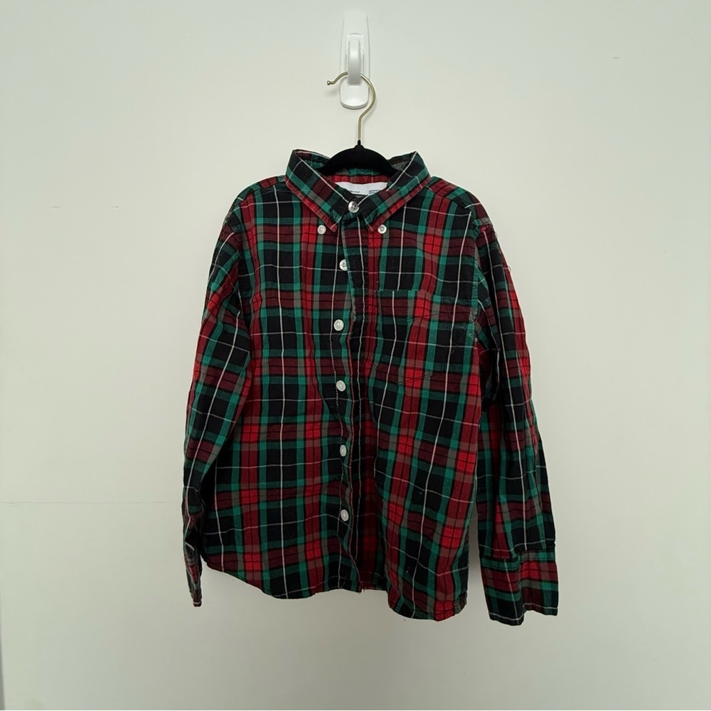 Old Navy Kids Plaid Button Down Shirt - Red and Green